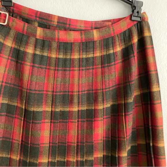 Womens Tartan Plaid Skirt Red Midi Length Size M - Picture 8 of 9